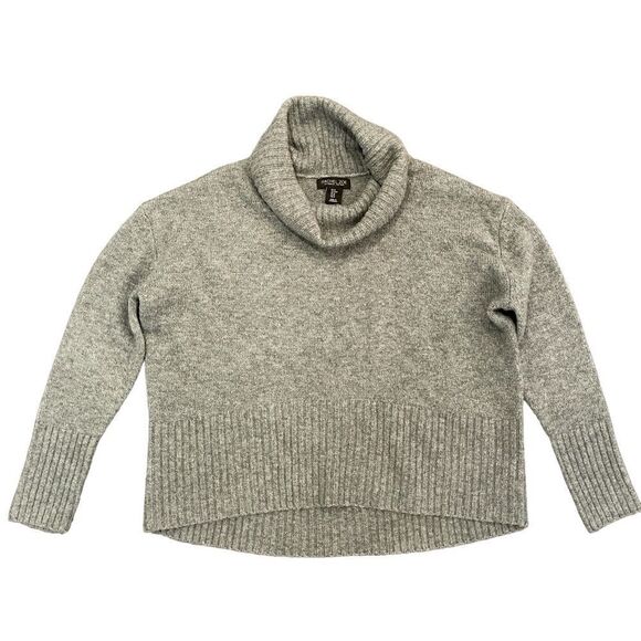 Rachel Zoe Cowl Neck Grey Wool Blend Turtleneck High-Low Sweater Women's M - Picture 1 of 11